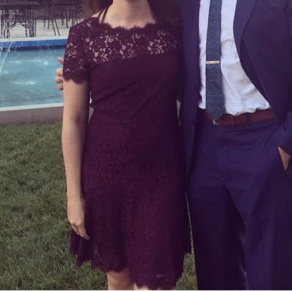 Plum lace Diane Von Furstenberg cocktail dress